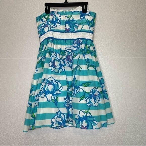 LILLY Pulitzer Langley Floral Beaded Silk Strapless Dress 2 - Picture 7 of 8